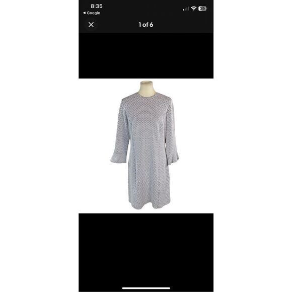 J McLaughlin Dress Women’s L 3/4 Length Bell Sleeve Knit Mini Diamond Jacquard - Picture 6 of 6